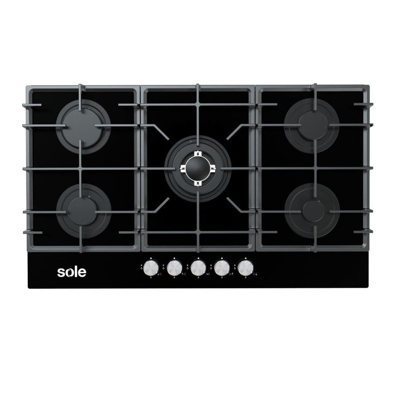 SOLE - COCINA EMPOTRABLE A GAS SOLE 5 HORNILLAS VIDRIO SOLCO046V2.