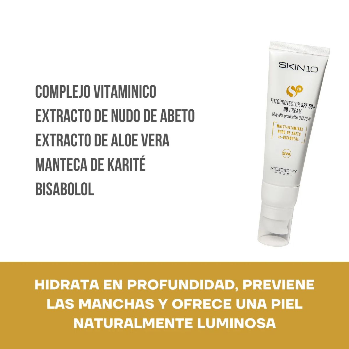 SKIN10 - Fotoprotector Spf50+ Bb Cream SKIN10 50 ml - ESPECIAL PARA ROSACEA/PIEL SENSIBLE