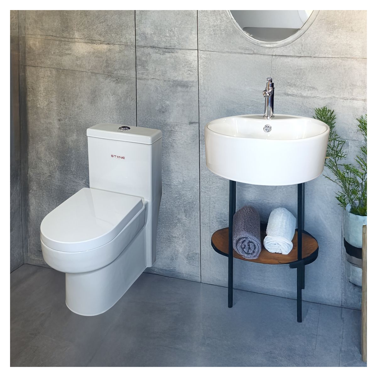 STONE - COMBO INODORO SANDER BLANCO - LAVAMANOS LAURE BLANCO  STONE