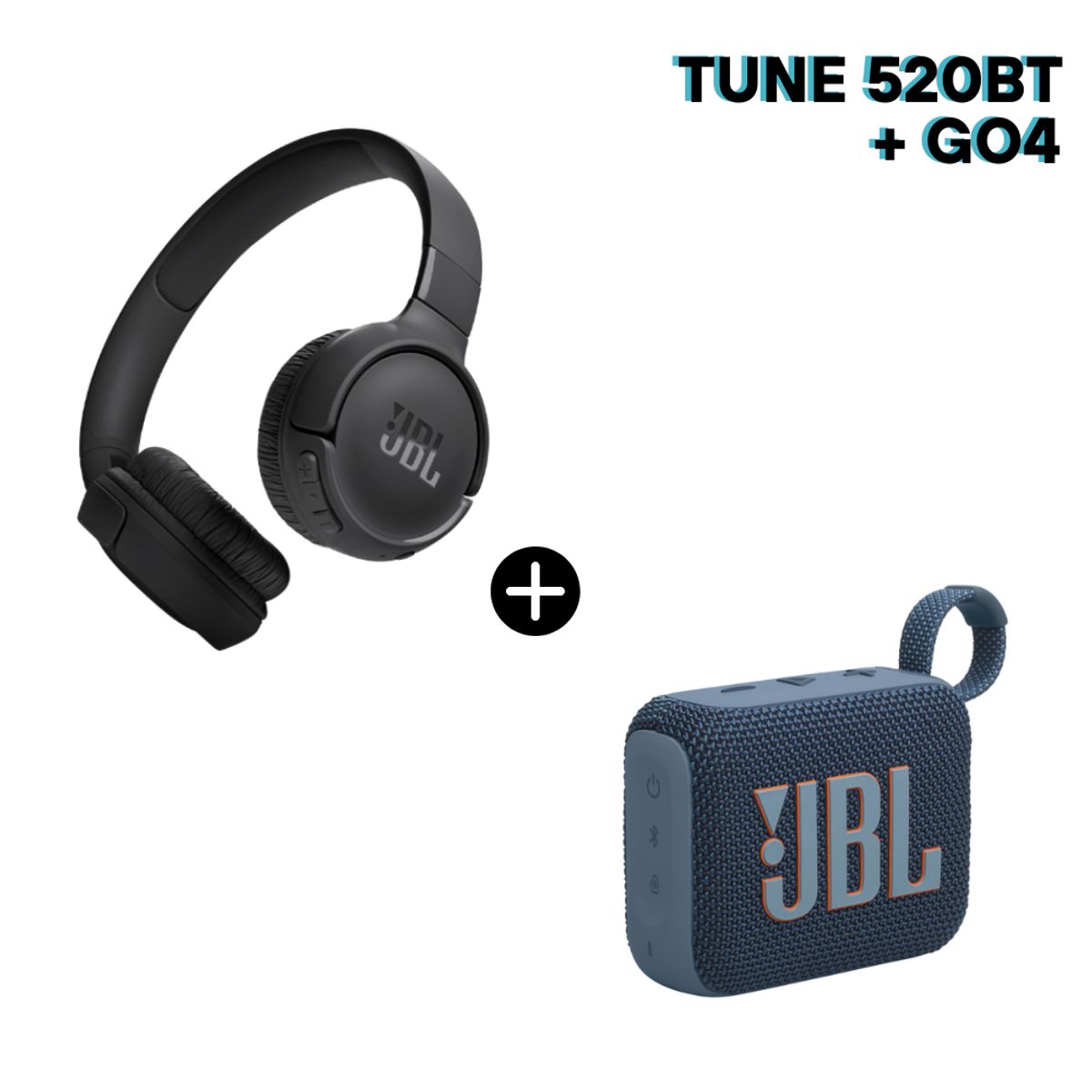 JBL - Super Pack de Audio JBL Tune 520BT Hasta 57 hras BK + JBL Go4 IP67 AZ