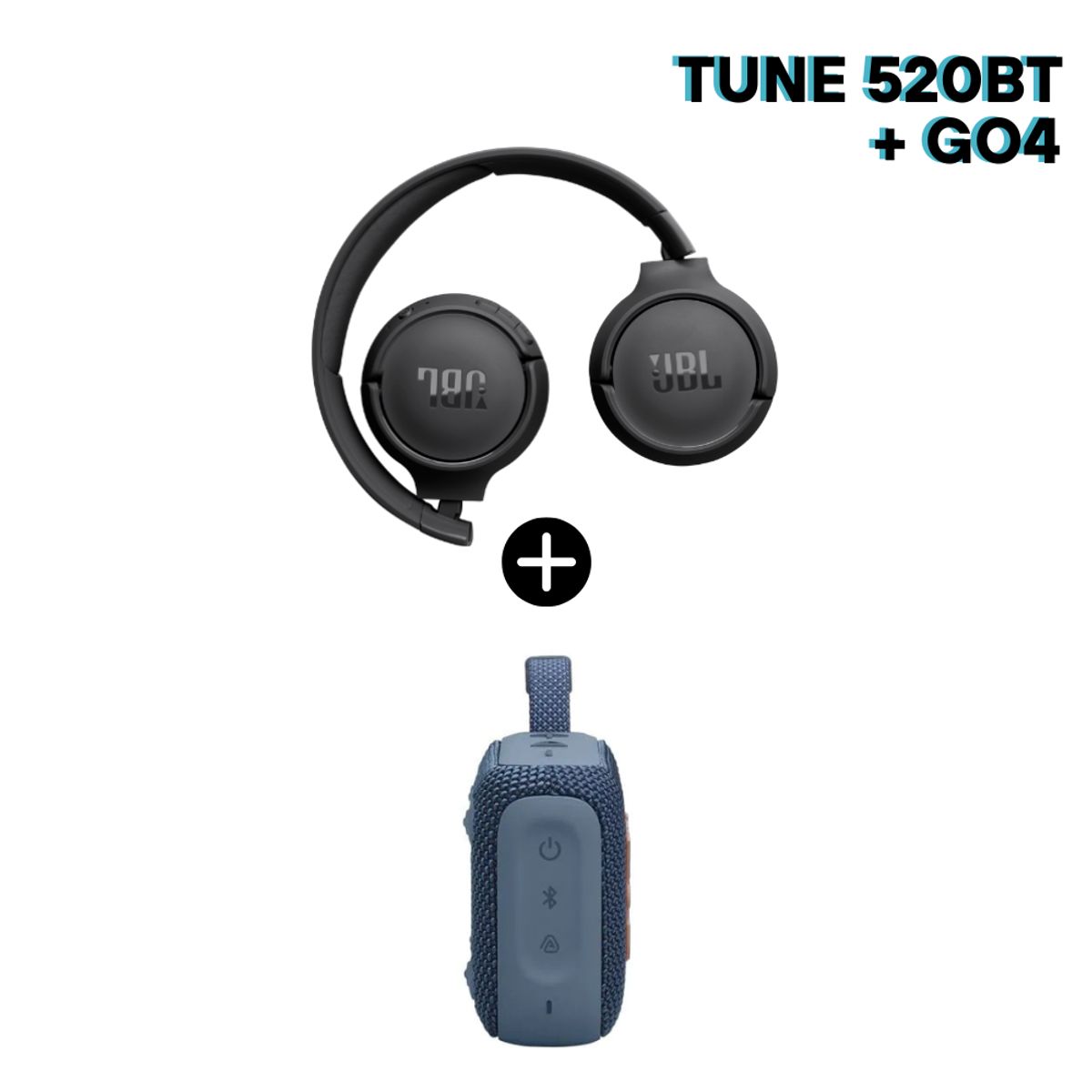 JBL - Super Pack de Audio JBL Tune 520BT Hasta 57 hras BK + JBL Go4 IP67 AZ