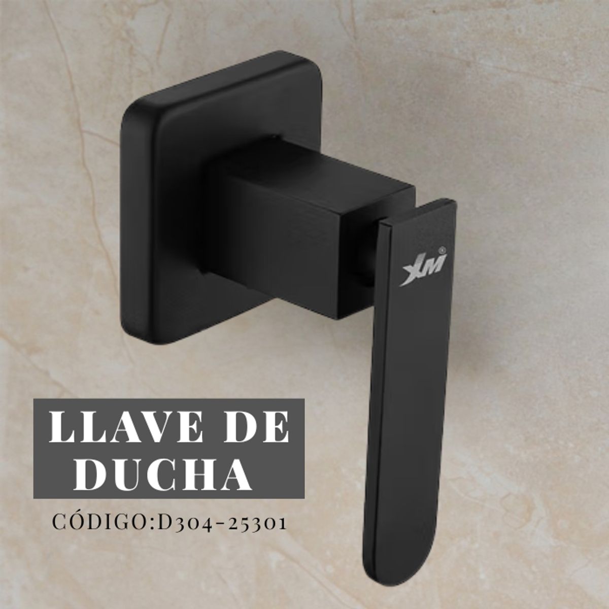 XM - LLAVE PARA DUCHA NEGRO CUADRADO PALANCA D304-25301