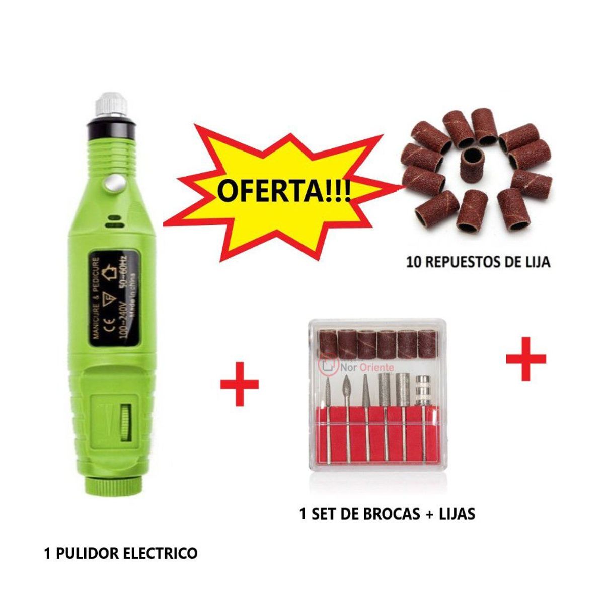 GENERICO - Pulidor De Uñas Eléctrico con 10 lijas de regalo para Manicure