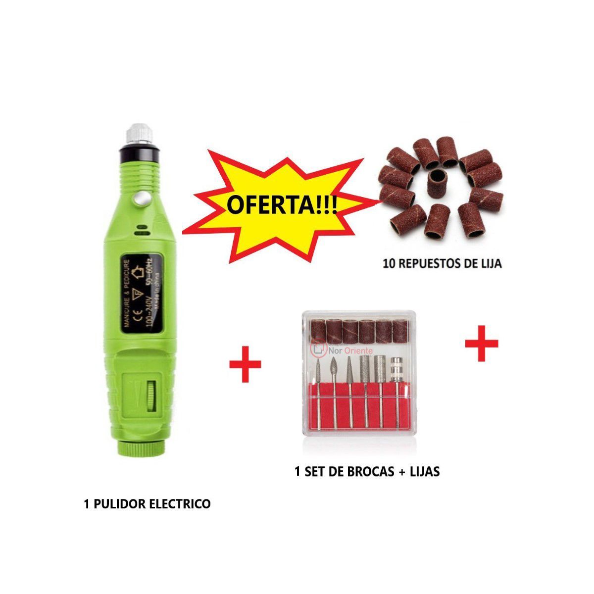 GENERICO - Pulidor De Uñas Eléctrico con 10 lijas de regalo para Manicure