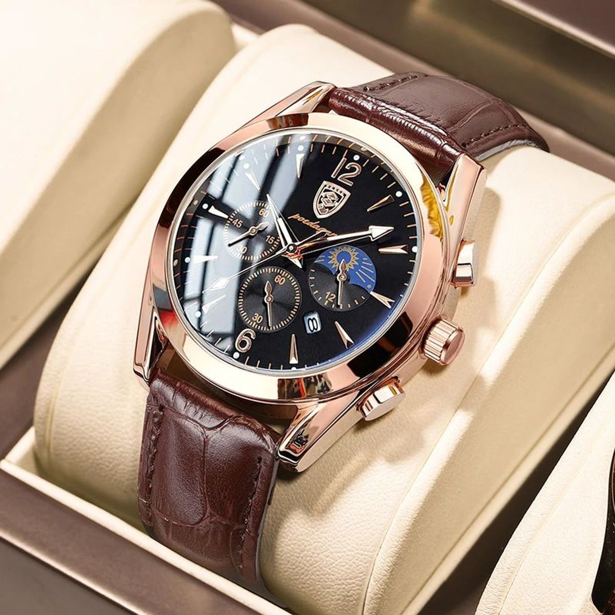 GENERICO - Reloj POEDAGAR para Hombre - Elegante - Cuero_.