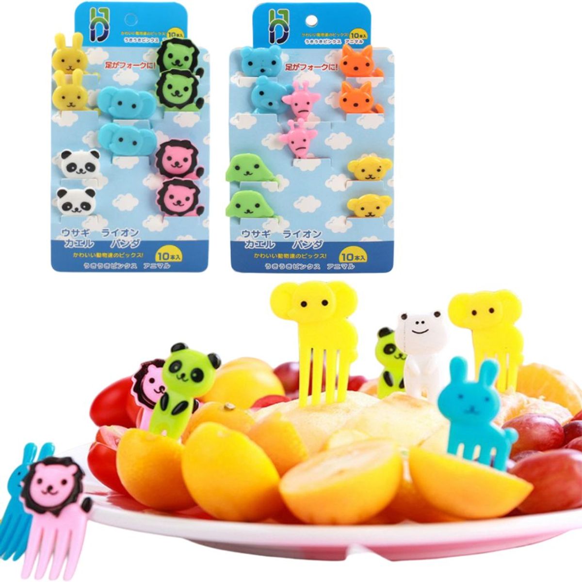 GENERICO - Kit 20 Mini tenedores con adorno de animales kawaii