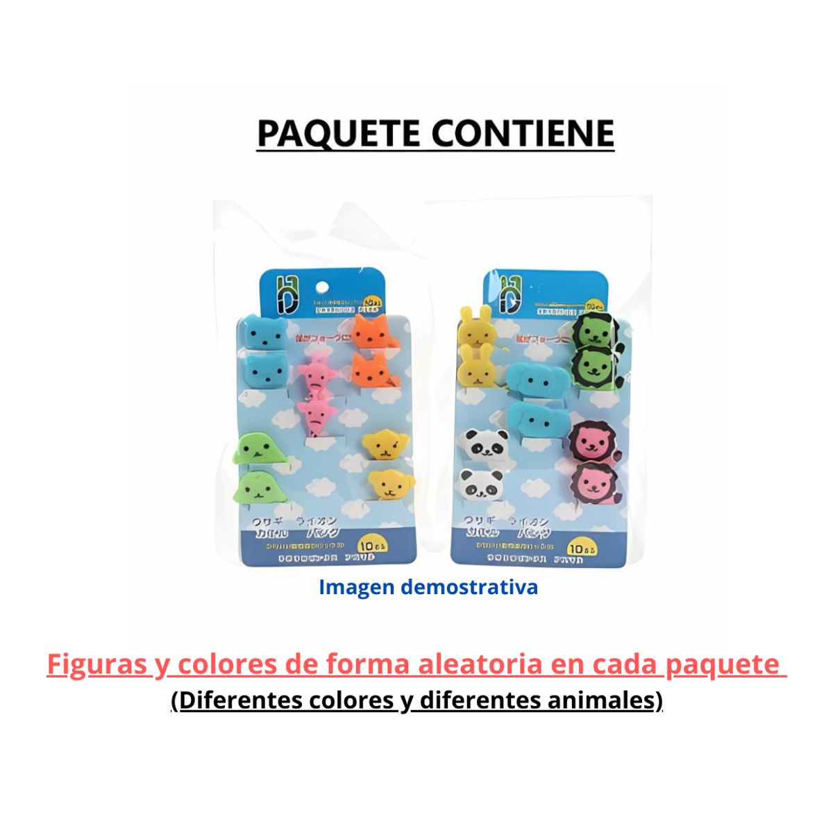 GENERICO - Kit 20 Mini tenedores de animalitos para botanas reutilizables