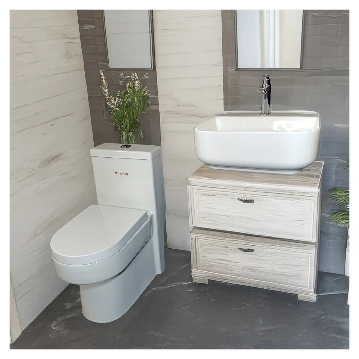 STONE - COMBO INODORO SANDER BLANCO - LAVAMANOS KRISTIN BLANCO STONE