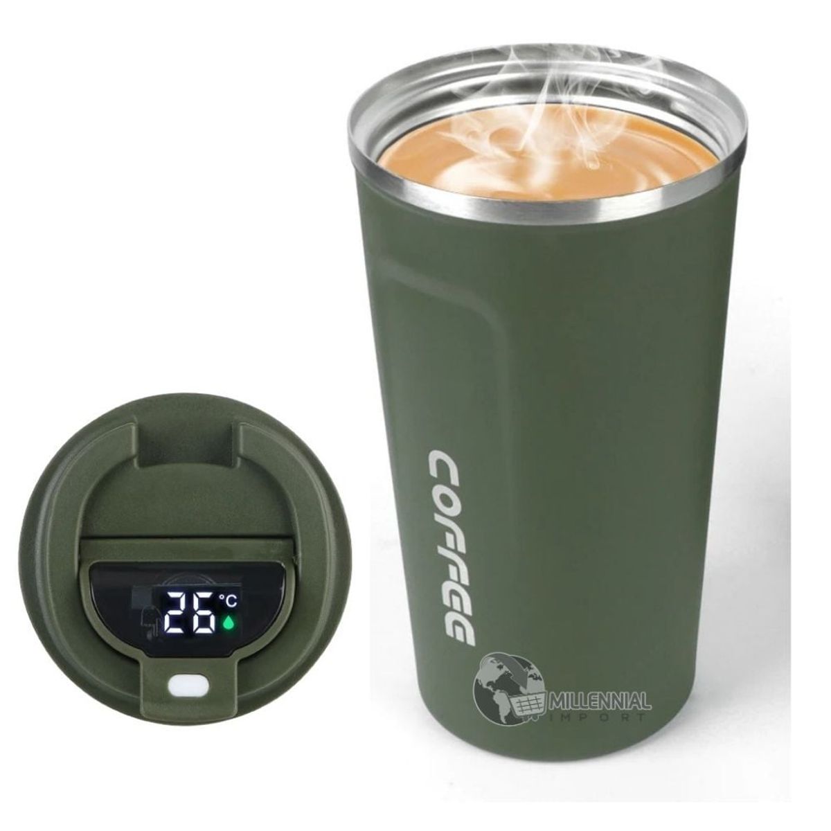 GENERICO - Vaso para bebidas con Sensor de Temperatura Color Verde