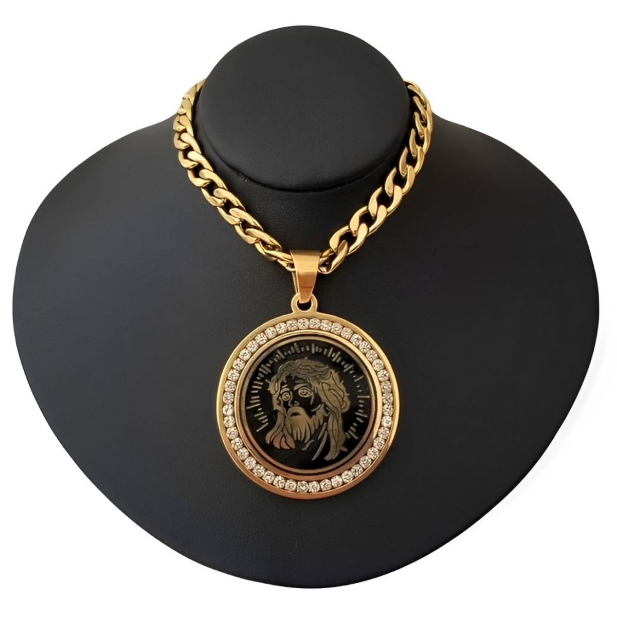 GENERICO - Collar para Hombre Religioso Rostro De Cristo Acero Dorado