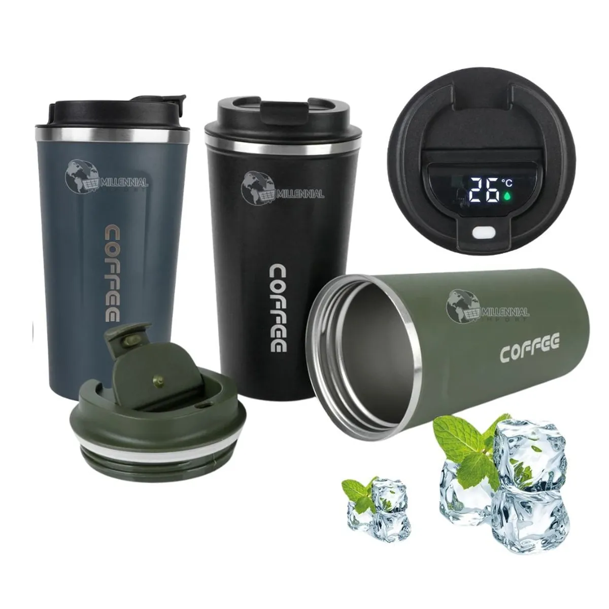 GENERICO - Vaso Térmico Con Control De Temp C° De Acero 510 ml Color para Hombre