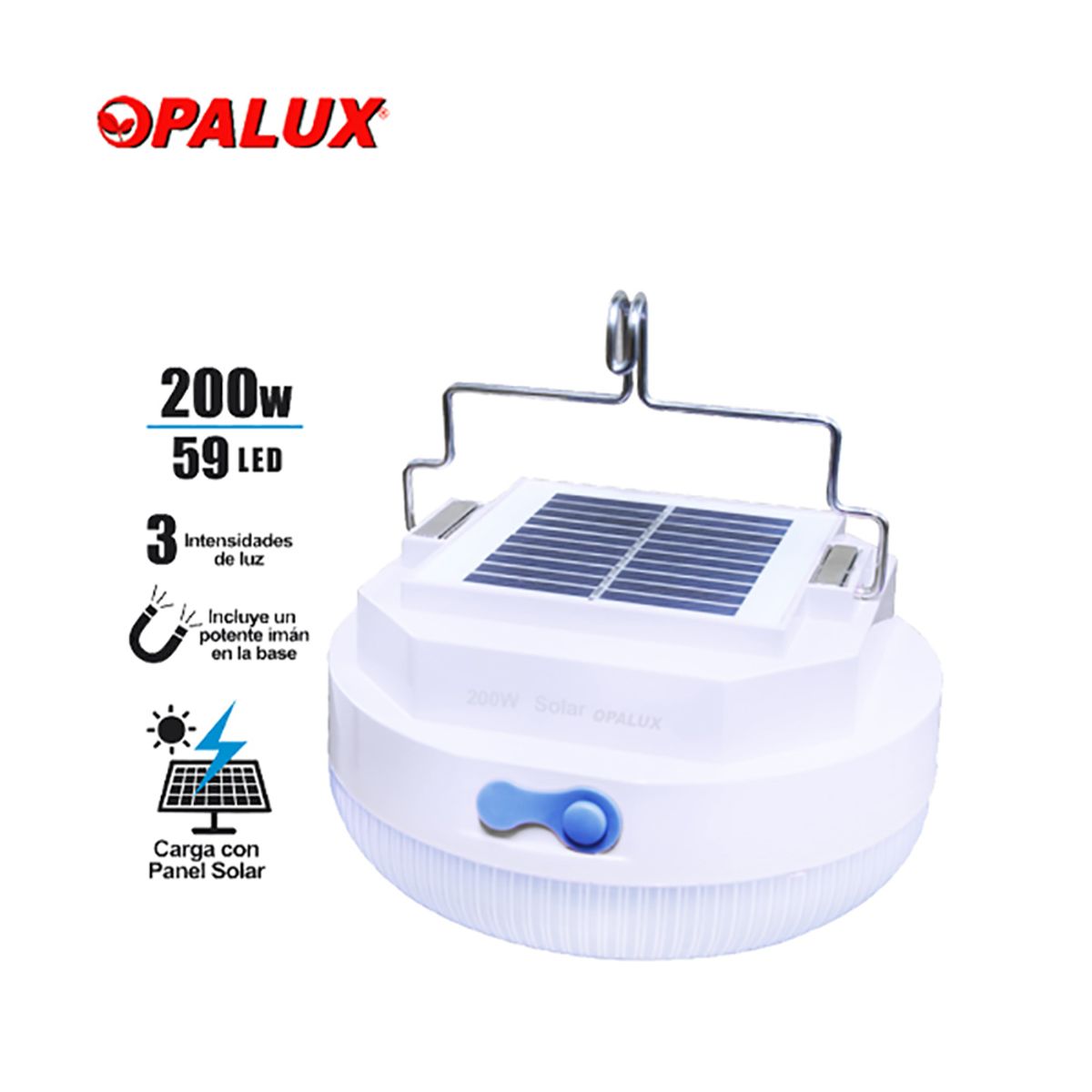 OPALUX - LAMPARA PORTATIL RECARGABLE CON PANEL SOLAR 200W OP-FD200W