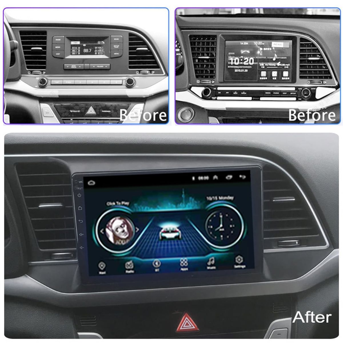 GENERICO - Autoradio Hyundai Elantra 2016 – 2018 +Cámara Full HD