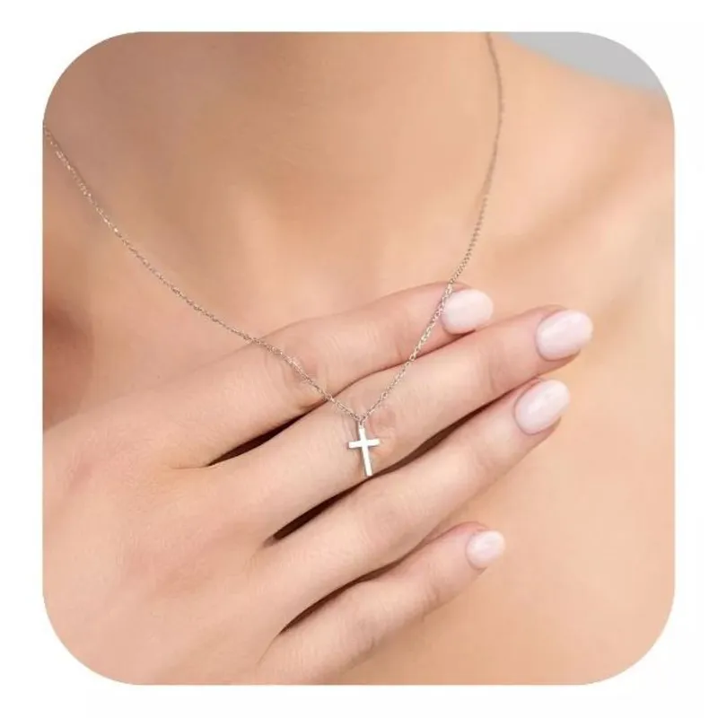 GENERICO - Collar Cruz Pequeño Religioso Joya Elegante Plata
