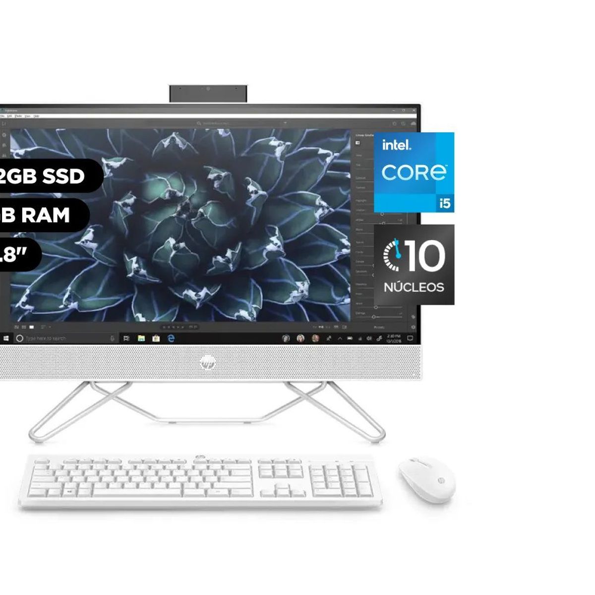 HP - PC All in One HP 24-CB1009LA 23.8" Intel Core i5-1235U 512GB SSD 8GB Windows 11 Teclado y Mouse