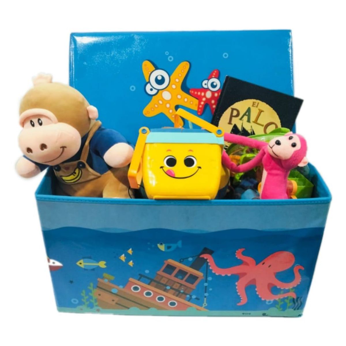 GENERICO - Caja  Puff Organizador Multiusos para Juguete AZUL