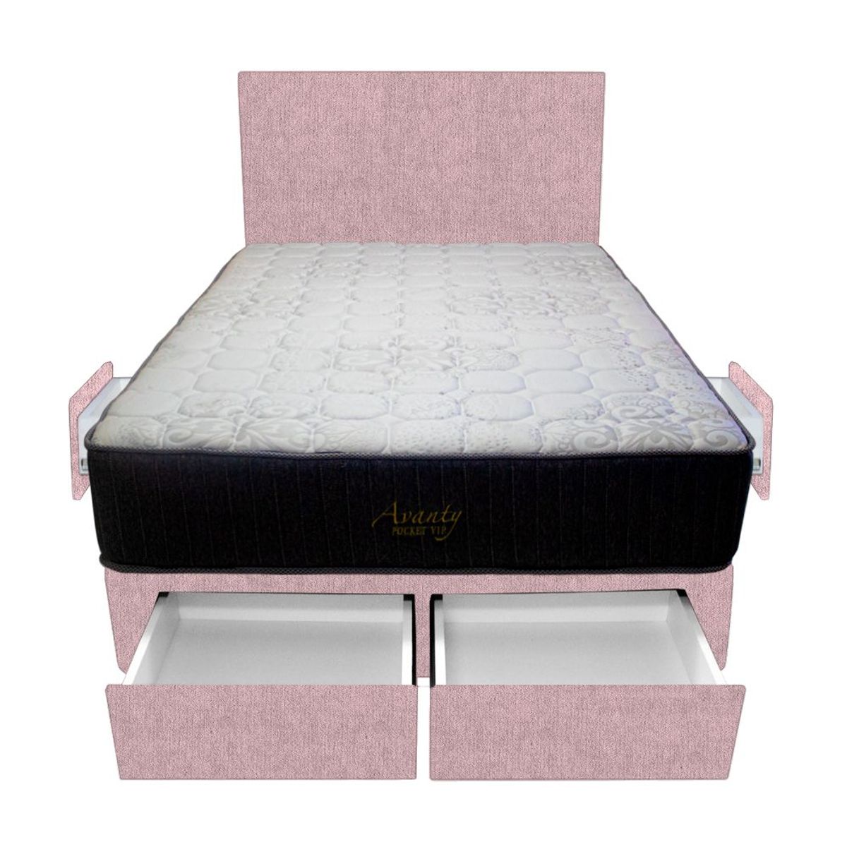 BARAKA HOME - Dormitorio Pocket Vip + 4 Cajones 1.5 Plz + Cabecera - Rosado