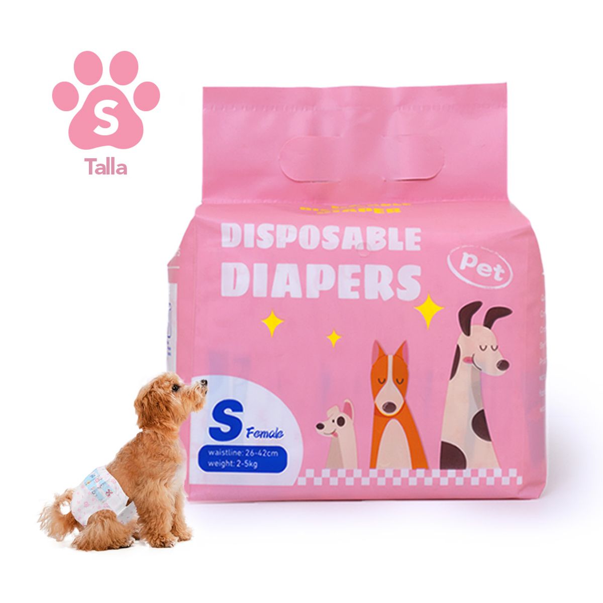 KELLER - Pañales Absorbentes para Mascotas Perros Hembra Talla S JP3