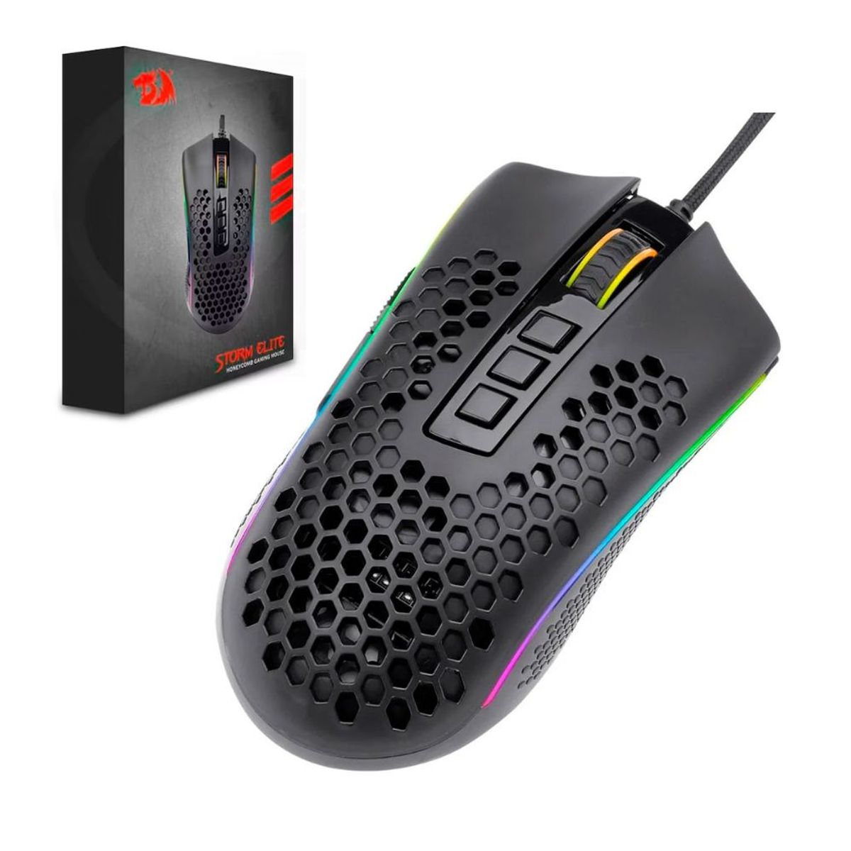 REDRAGON - MOUSE GAMER REDRAGON DPI 16000 STORM ELITE M988-RGB NEGRO