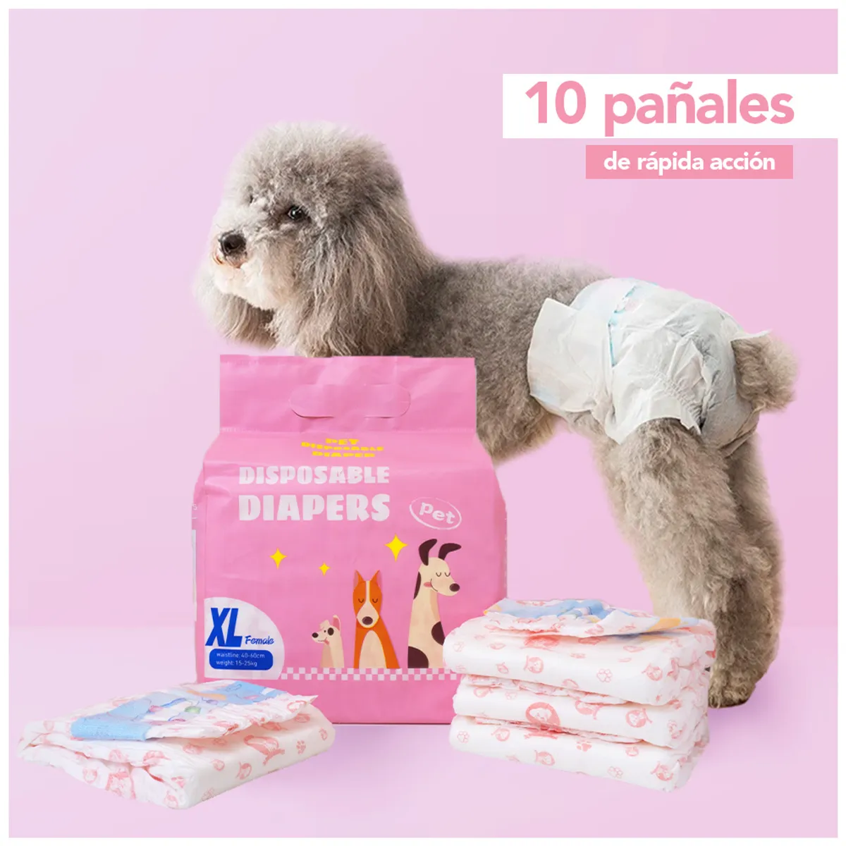 KELLER - Pañales Absorbentes para Mascotas Perros Hembra Talla XL JP3