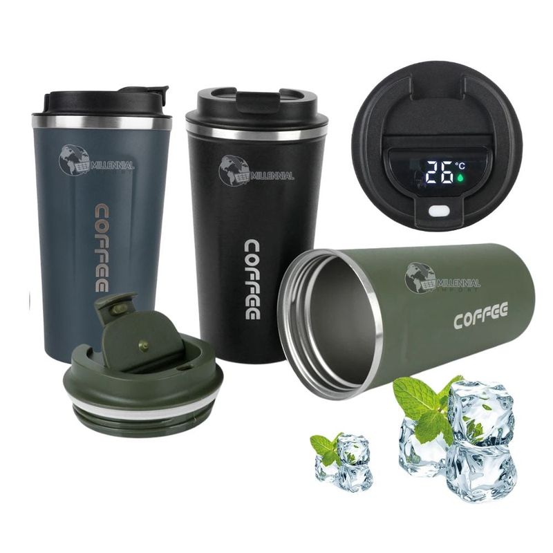 GENERICO - Vaso Térmico Con Control De Temp C° De Acero 510 ml Color para Hombre