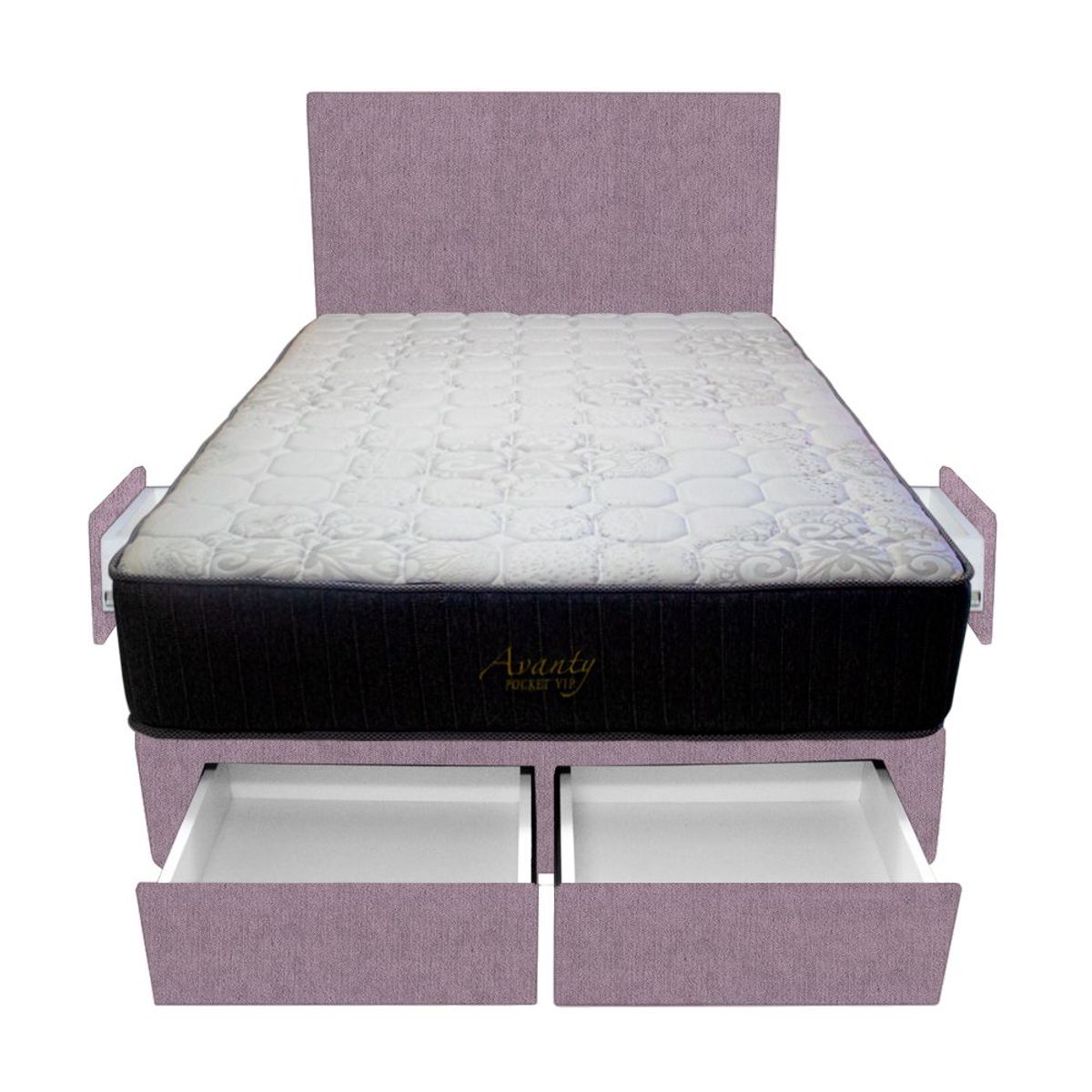 BARAKA HOME - Dormitorio Pocket Vip + 4 Cajones 1.5 Plz + Cabecera - Lila