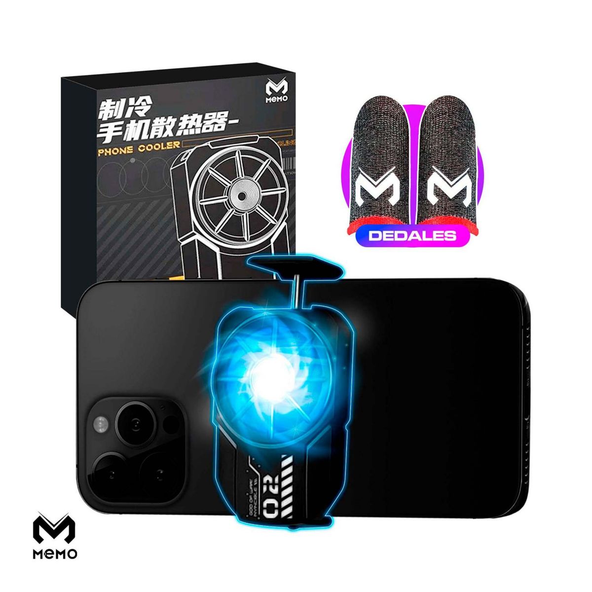 MEMO - Cooler Para Celular Ventilador Para Celular y Dedales DLA2 MEMO