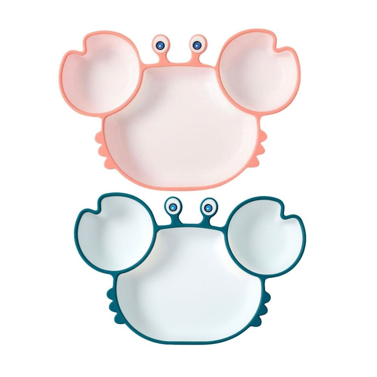 GENERICO - Plato Infantil De Silicona Cangrejo Con Fondo Blanco x2Unids