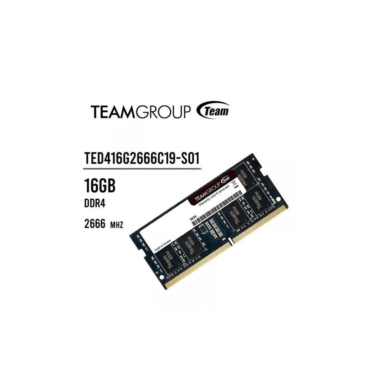 TEAMGROUP - Memoria RAM Teamgroup Elite 16GB DDR4 2666Mhz SODIMM 160 pines CL19