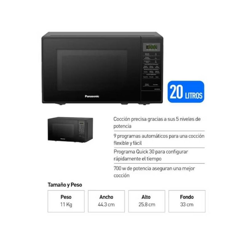 PANASONIC - MICROONDAS PANASONIC NN-SB25JBRPK NEGRO 20L
