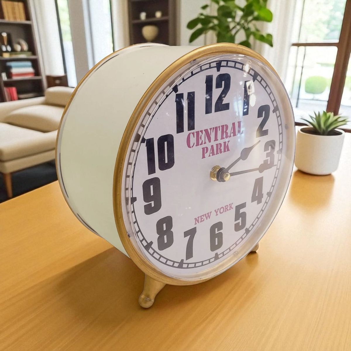 GENERICO - Reloj De Mesa De Metal Estilo Retro Beige