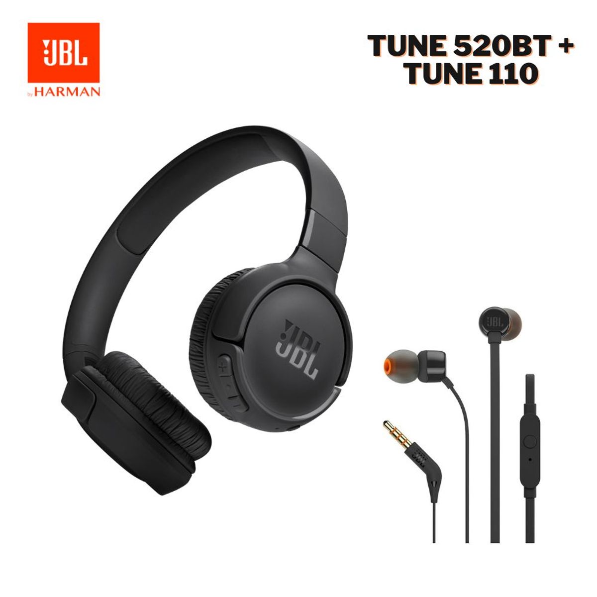 JBL - JBL Combo Especial JBL Tune 110 Cable + Tune 520BT Hasta 57 Hrs -Negro