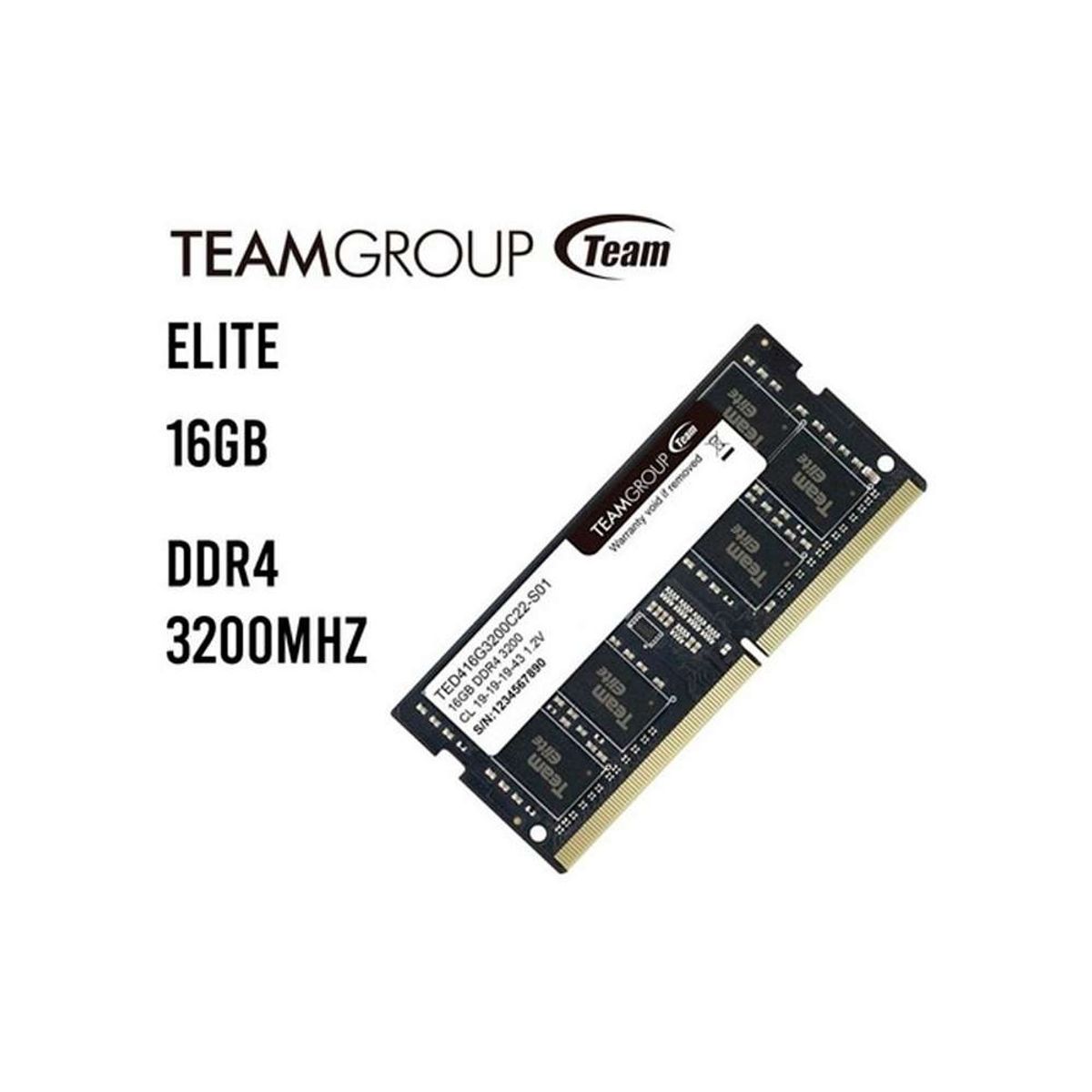 TEAMGROUP - Memoria RAM Teamgroup Elite 16GB DDR4 SODIMM 3200Mhz CL22 260 Pines
