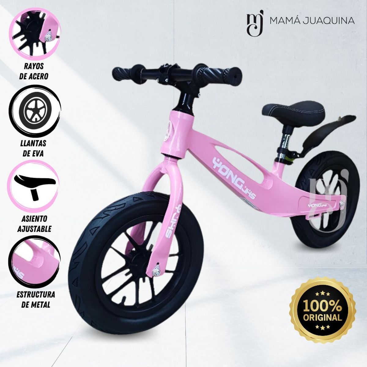 VELOX - Bicicleta de Equilibrio «VALORANT» con Luces Pink