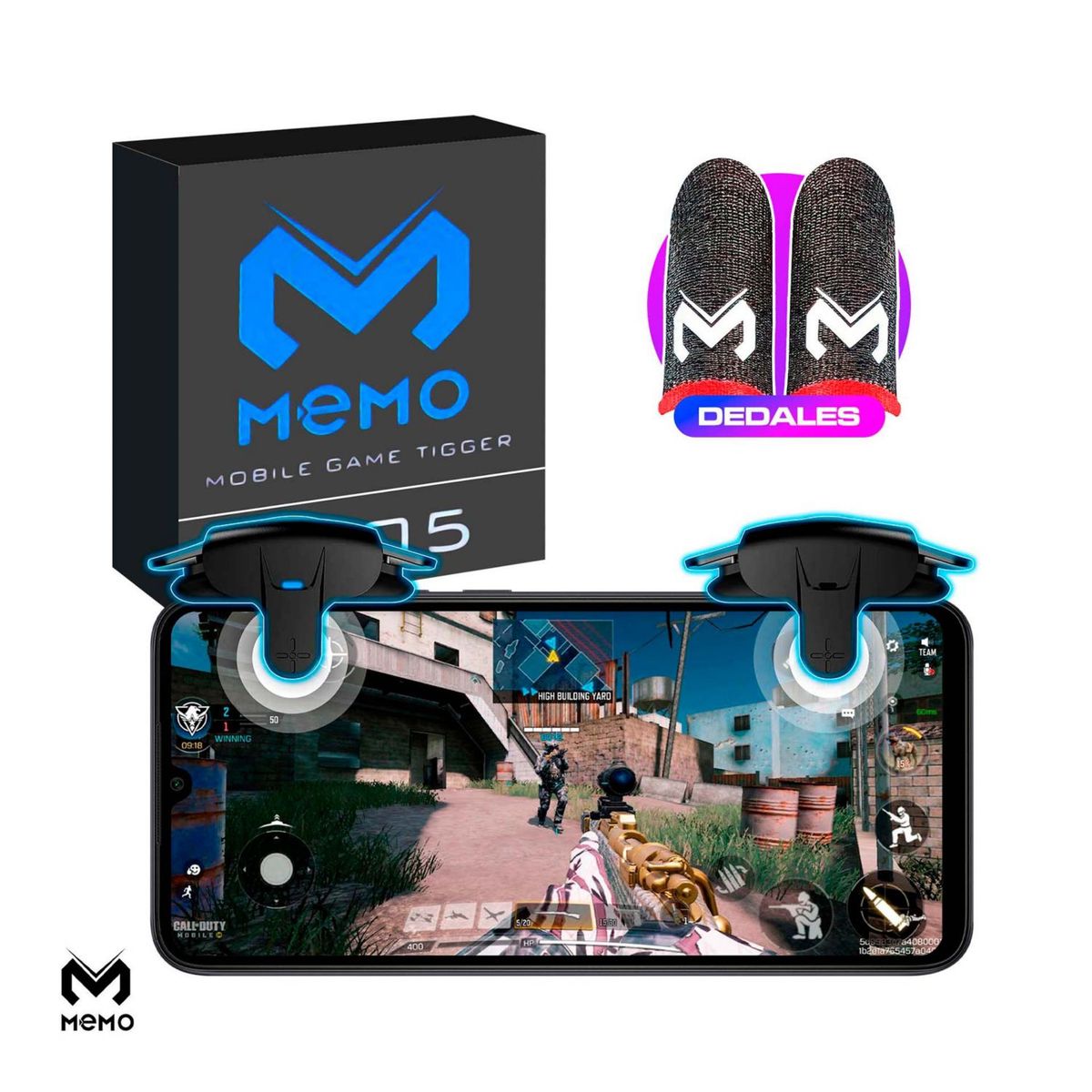 MEMO - Gatillos Para Celular L1 R1 Electromagnéticos y Dedales AK05 Memo