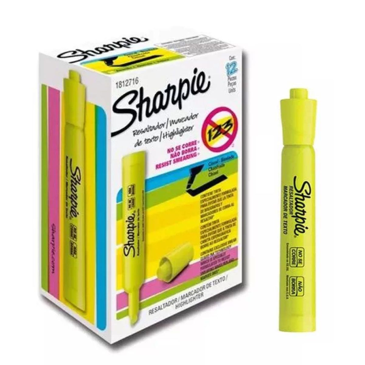 SHARPIE - Caja de 12 Resaltadores Sharpie Tank Amarillo 1776904