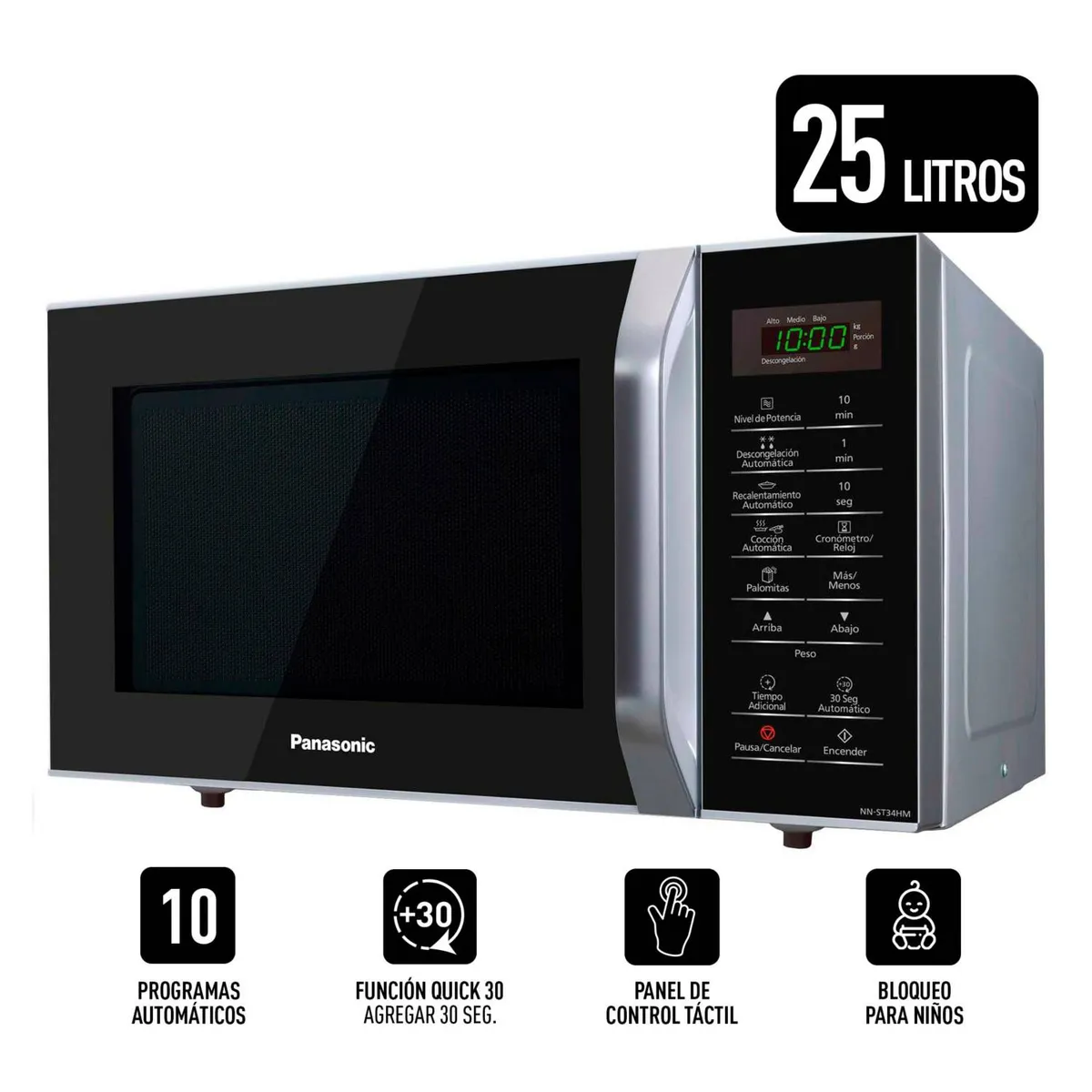 PANASONIC - MICROONDAS PANASONIC NN-SB34HMRPK NEGRO 25L