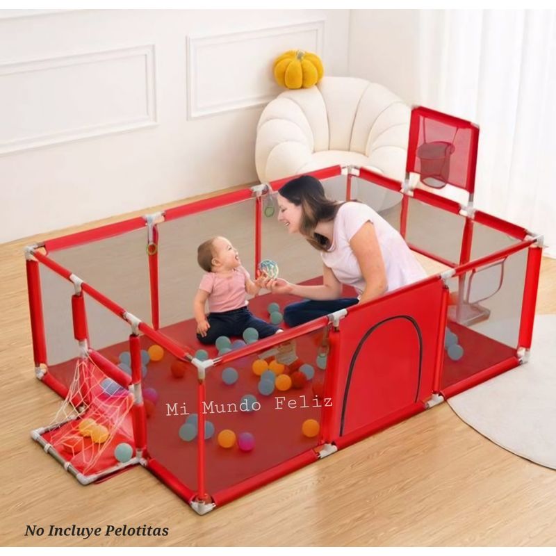 GENERICO - Corral de  Juegos Niños Portatil Plegable + Canasta Red