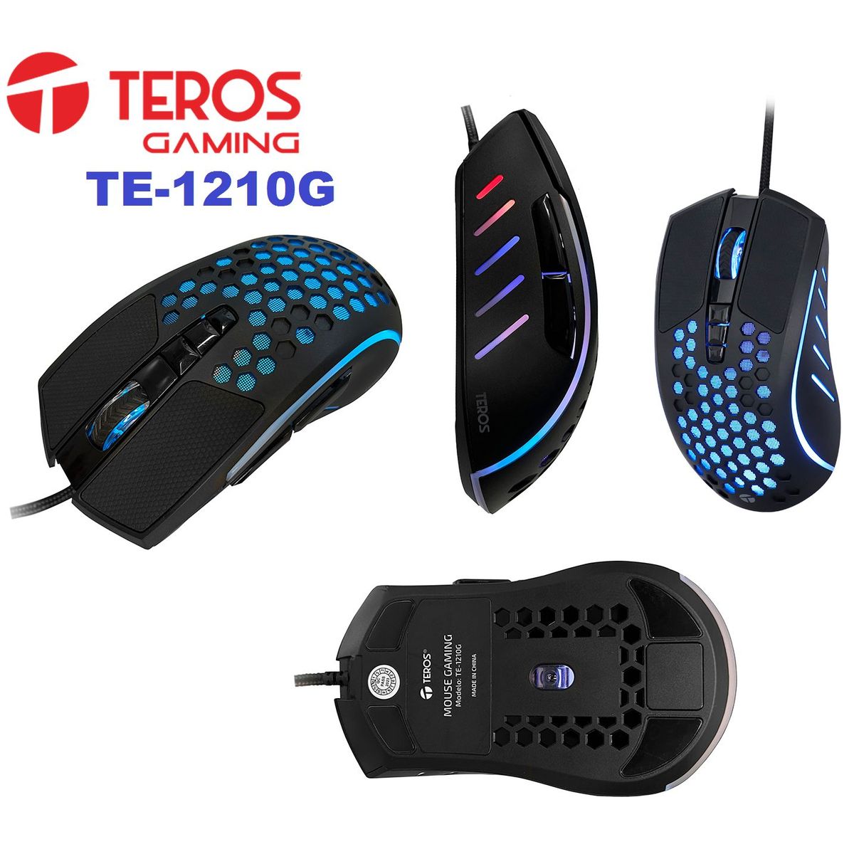 TEROS - MOUSE GAMER TEROS TE-1210G RGB Gaming con cable usb