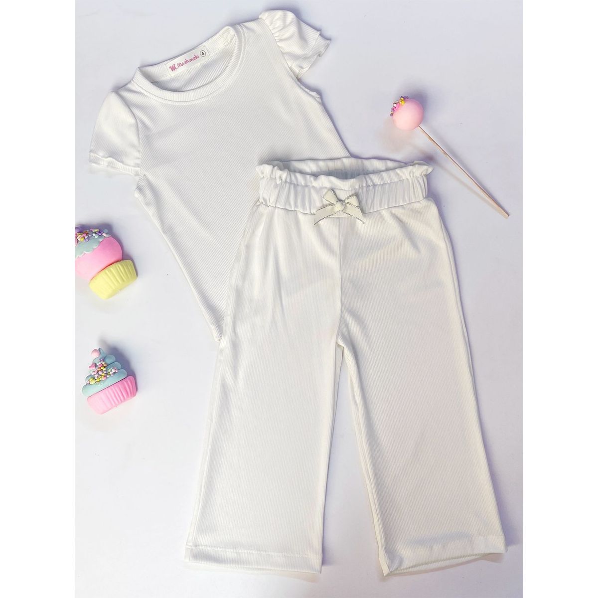 KIDS MASHMELO - Conjunto de Polo y Pantalón de Rib para Niña Kids Mashmelo