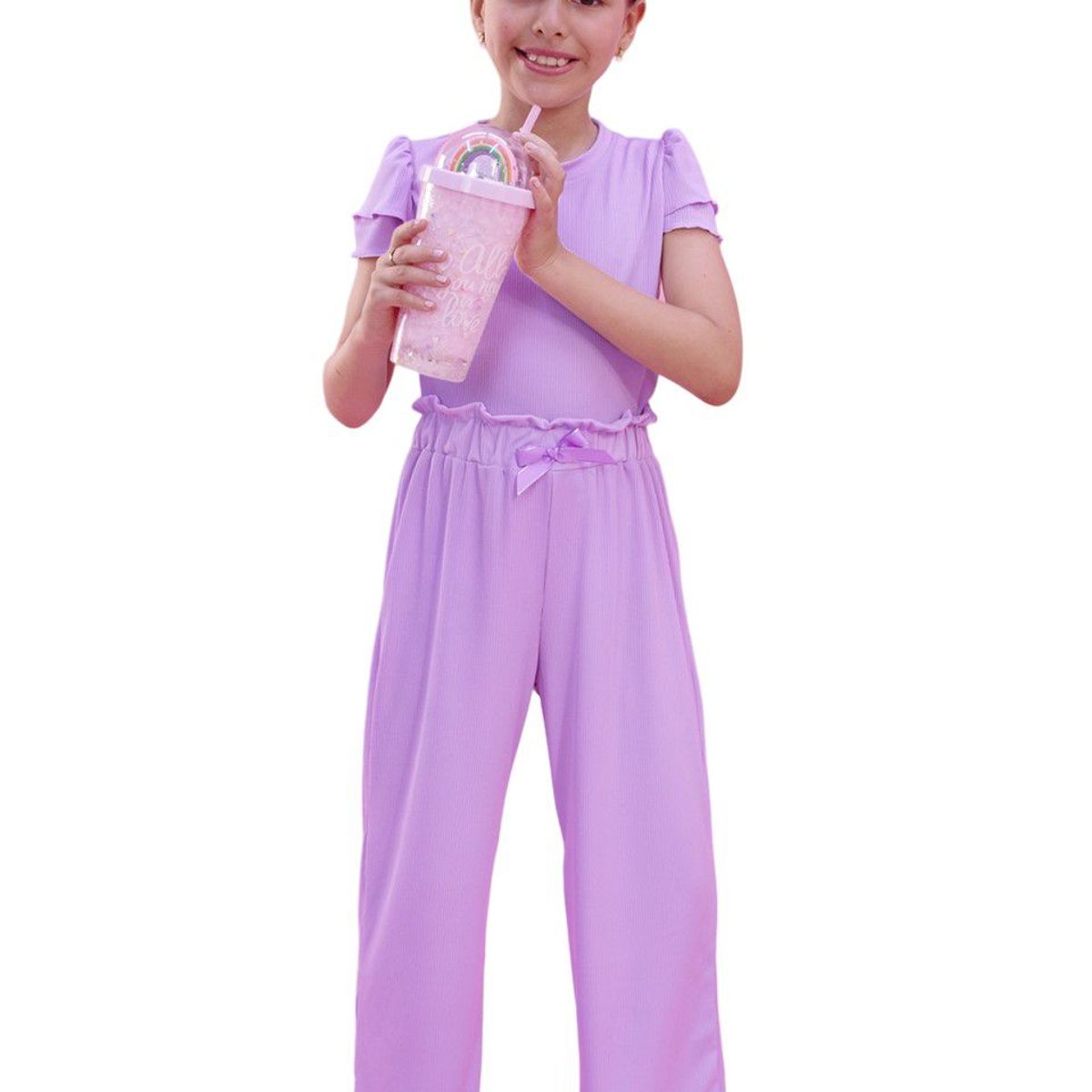 KIDS MASHMELO - Conjunto de Polo y Pantalón de Rib para Niña Kids Mashmelo