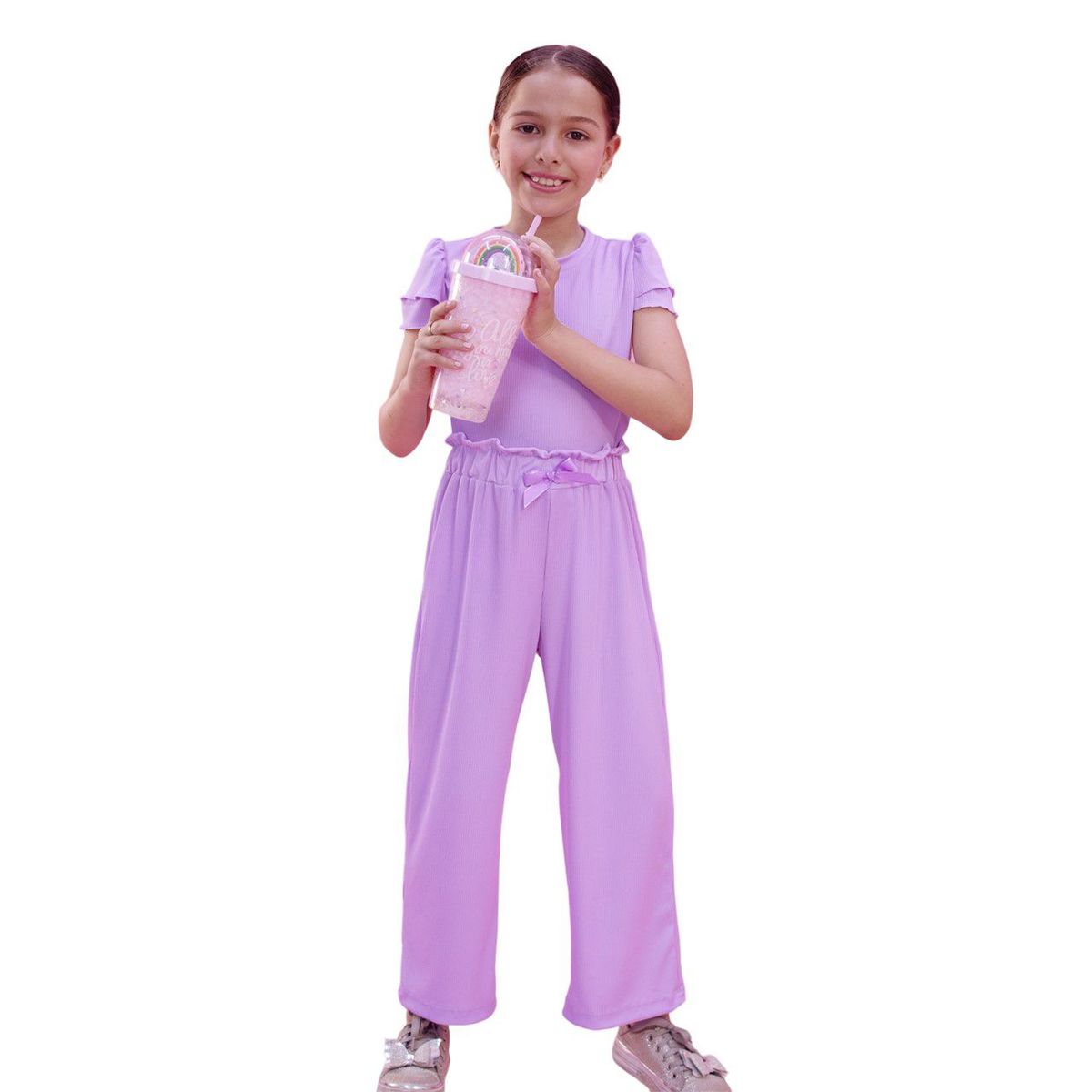 KIDS MASHMELO - Conjunto de Polo y Pantalón de Rib para Niña Kids Mashmelo