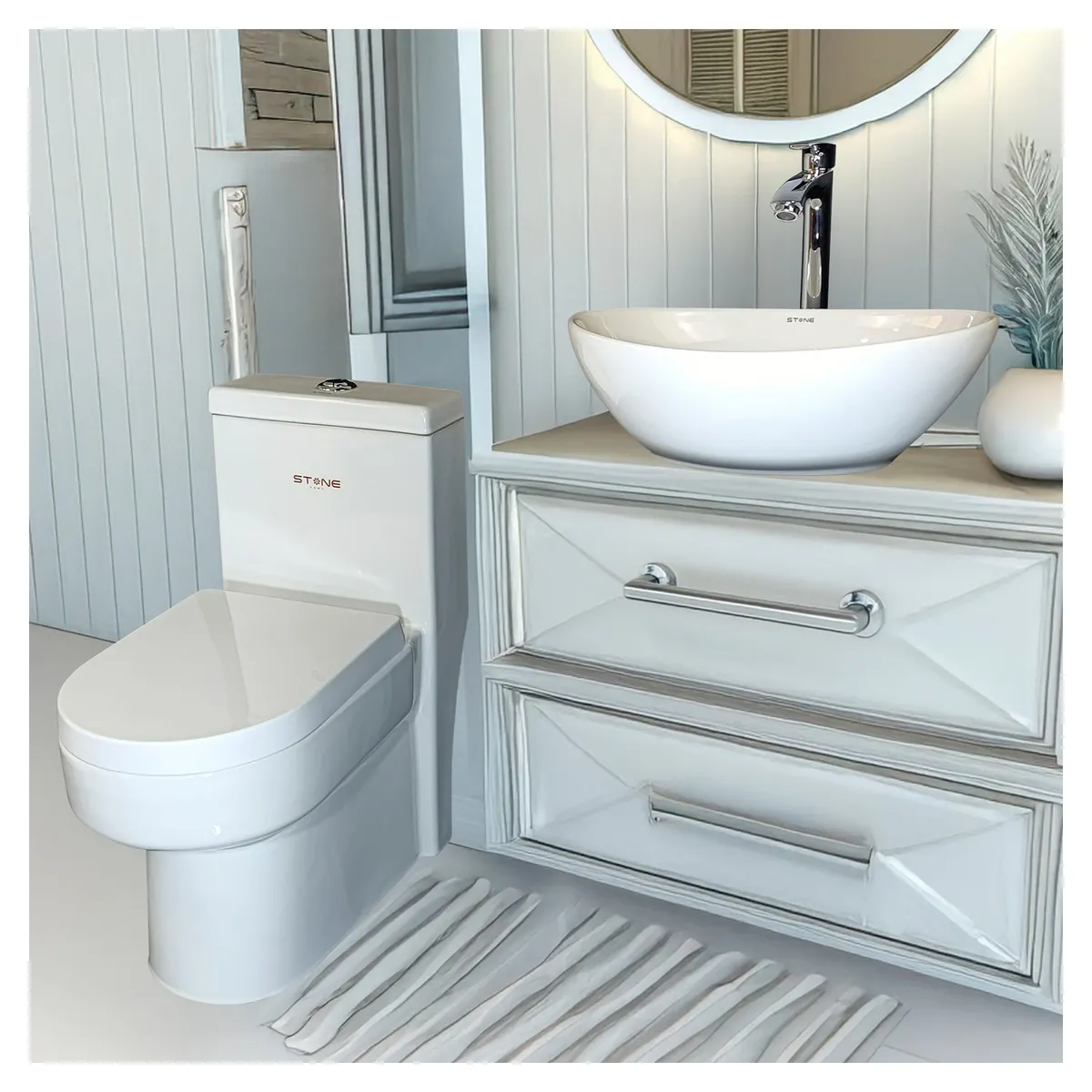 STONE - COMBO INODORO SANDER BLANCO - LAVAMANOS HANNA BLANCO STONE