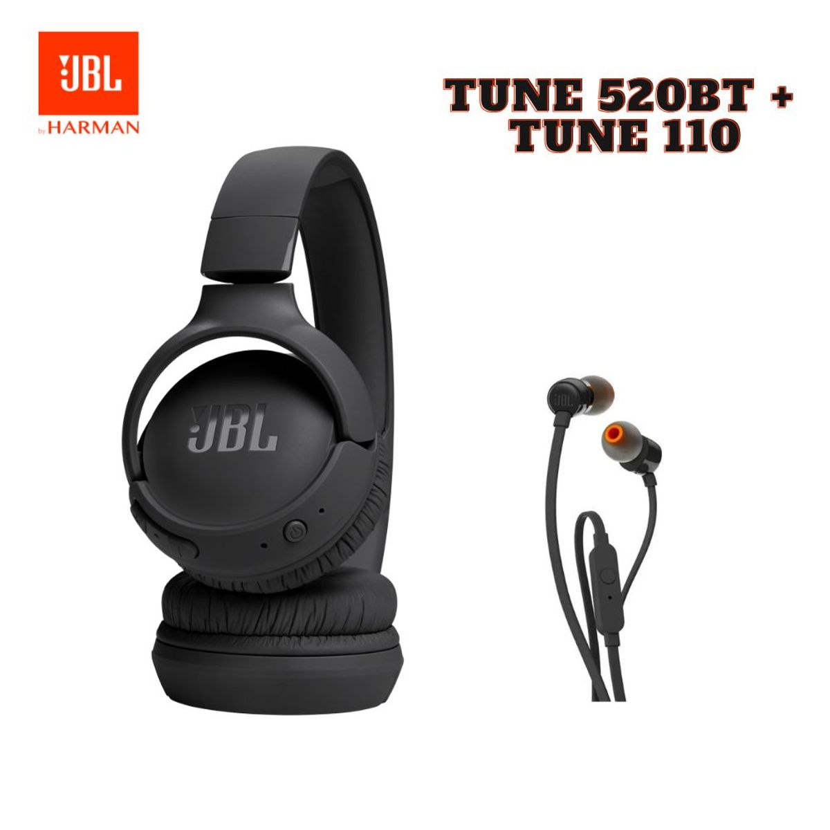 JBL - Pack Especial JBL Tune 520BT Wireless + Tune 110 Alámbrico - Negro