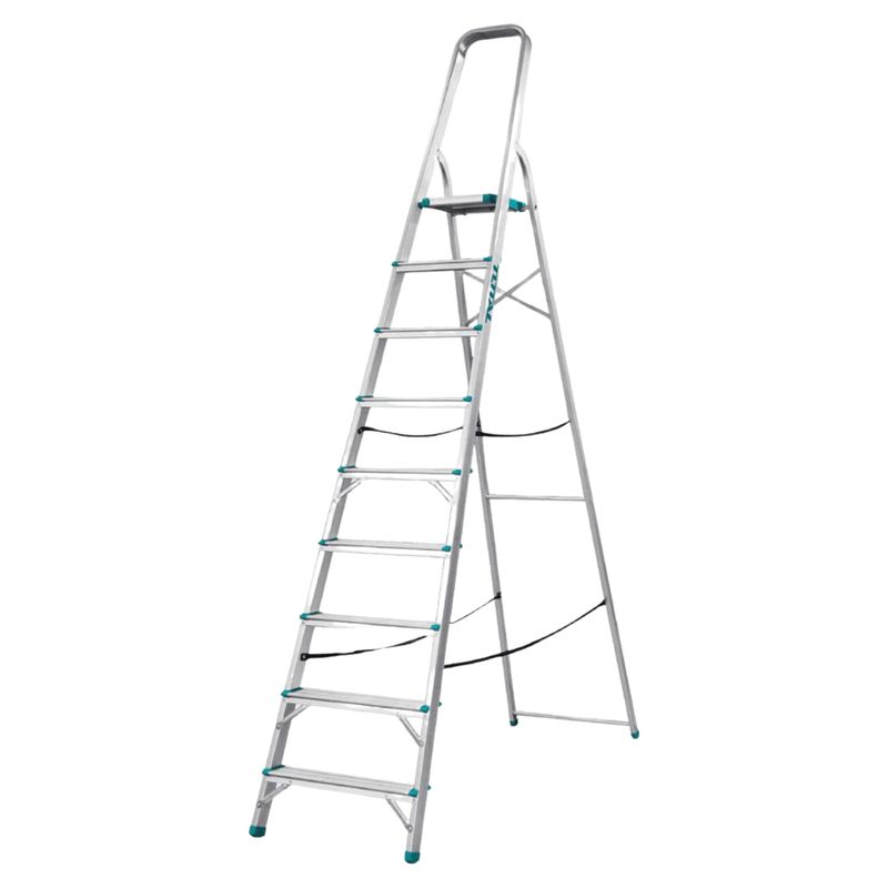 TOTAL TOOLS - Escalera tubular 9 peldaños soporta 150kg Total