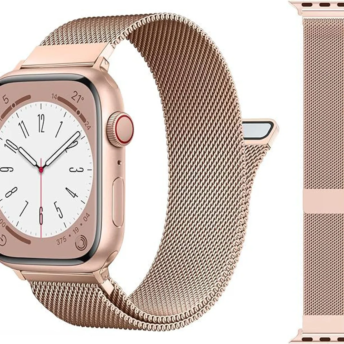 GENERICO - Correa Milanese para Apple Watch y Smartwatch 42mm-44-45-49mm OroRosa