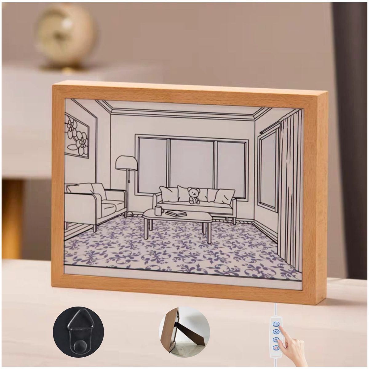 OEM - Cuadro Decorativo Vintage Duo 3D Luminoso Estilo Nordico 3 Modos de Luz x2und