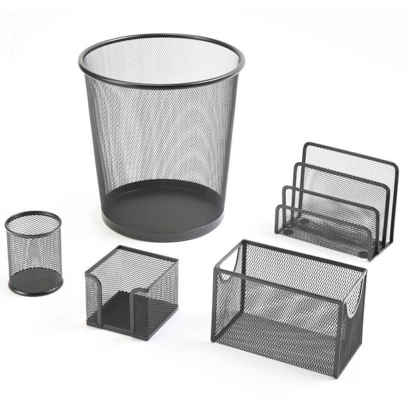 GENERICO - Set Organizador de Escritorio 5 Piezas Negro