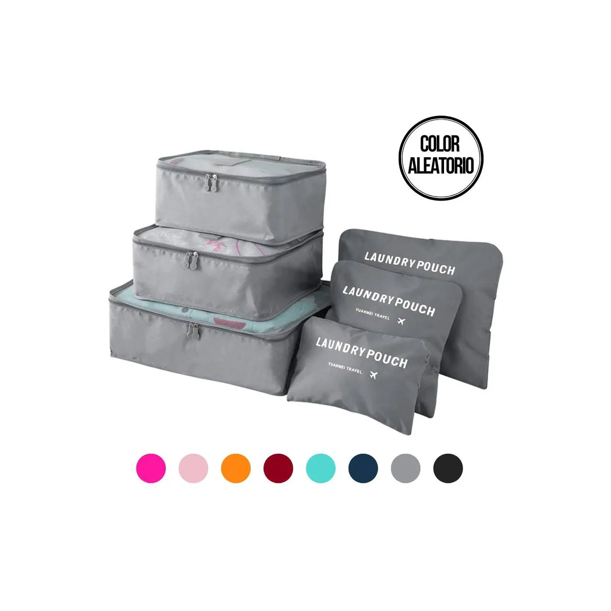 GENERICO - Set Organizadores Maleta Bolsas Impermeable para Viaje 6PCS Coral