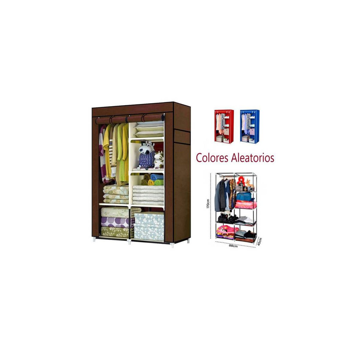 GENERICO - Ropero Organizador Armario Closet Armable 2 Cuerpos Funda 1.70MT